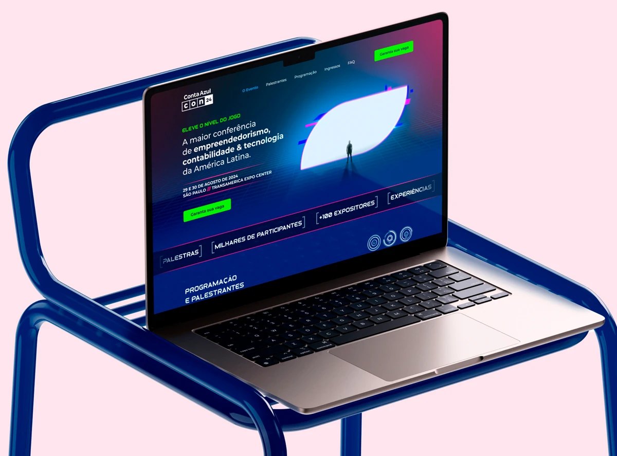 Conta Azul Con 2024 event website on a laptop