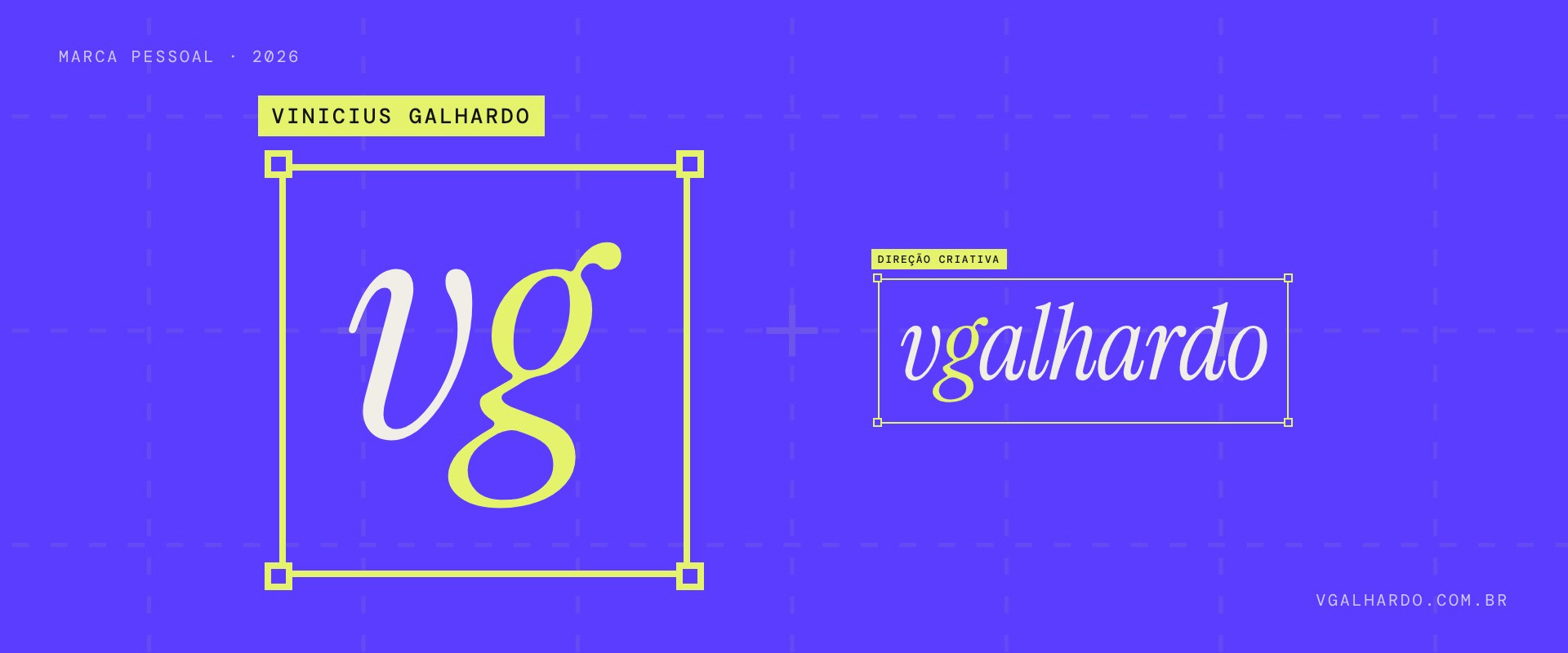 vgalhardo personal brand: vg symbol inside a selection box, and the vgalhardo wordmark